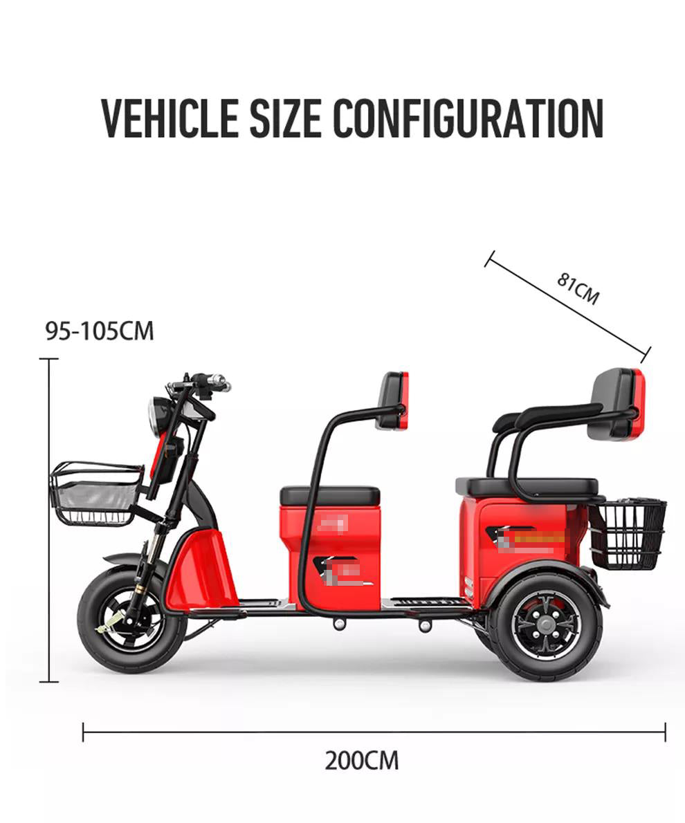 DISIYUAN 60V 20AH Electric Passenger Tricycle Three Wheel Scooter Passenger Electric Tricycle Bike 3 Wheel