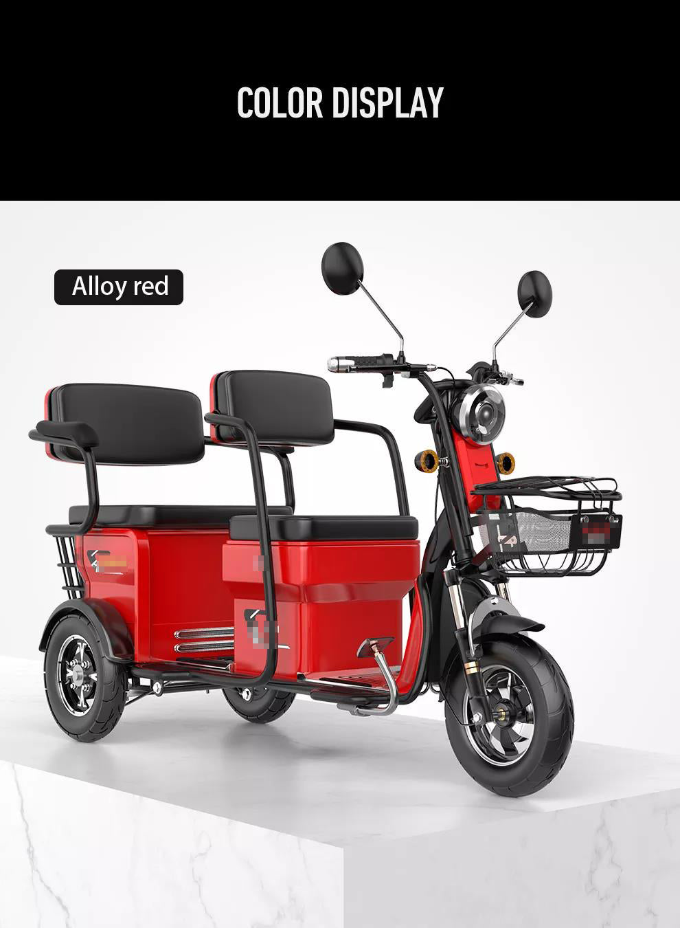 DISIYUAN 60V 20AH Electric Passenger Tricycle Three Wheel Scooter Passenger Electric Tricycle Bike 3 Wheel