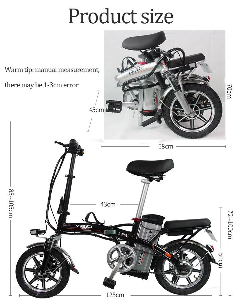 DISIYUAN 48v 350w 8ah lithium battery 14 inch tire ebike electric bicycle folding electric city bike