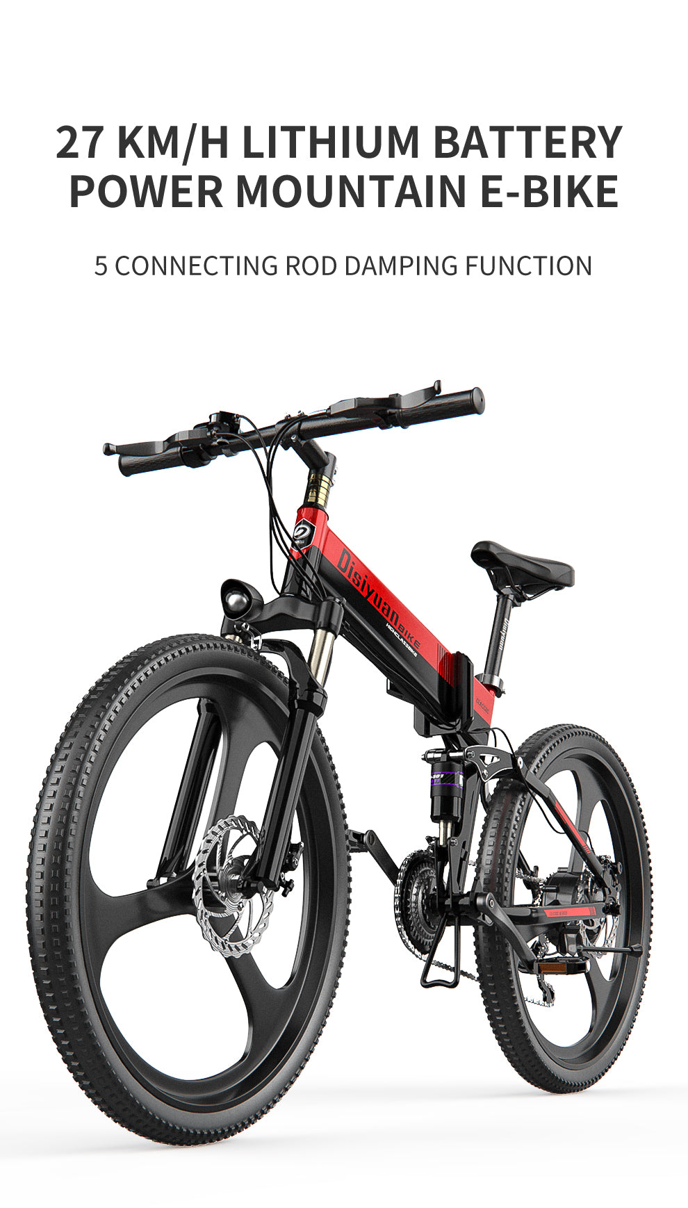 36V Battery Electric Mountain Bike Full Suspension Folding Electric Bike 48V 350W 500W 750W 1000W 26 Inch Bicycle