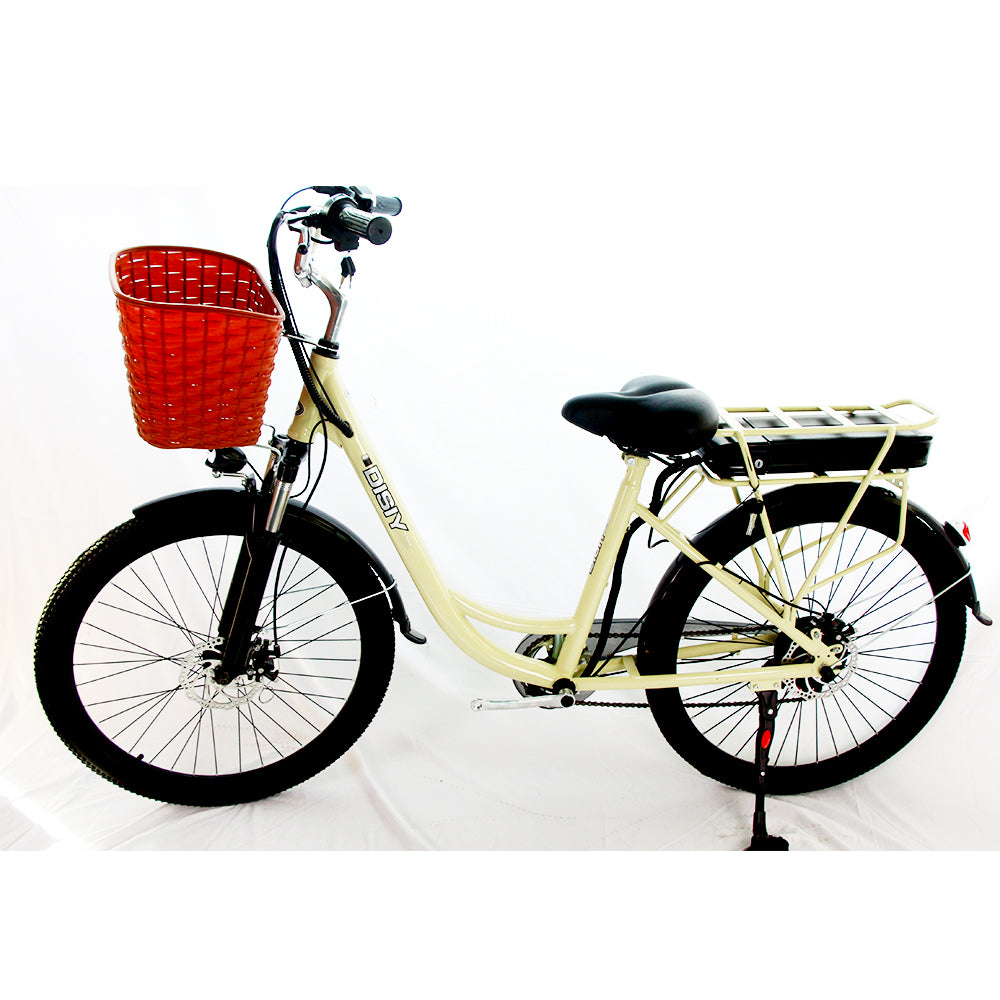 DISIYUAN 30 km/h city ebike 350w 48v double disc brake 24inch step through city electric bike adults with 7 speed